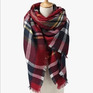 Women Plaid Tartan Scarf Large‎ Blanket Wrap Shawl Red Multicolored One Size
